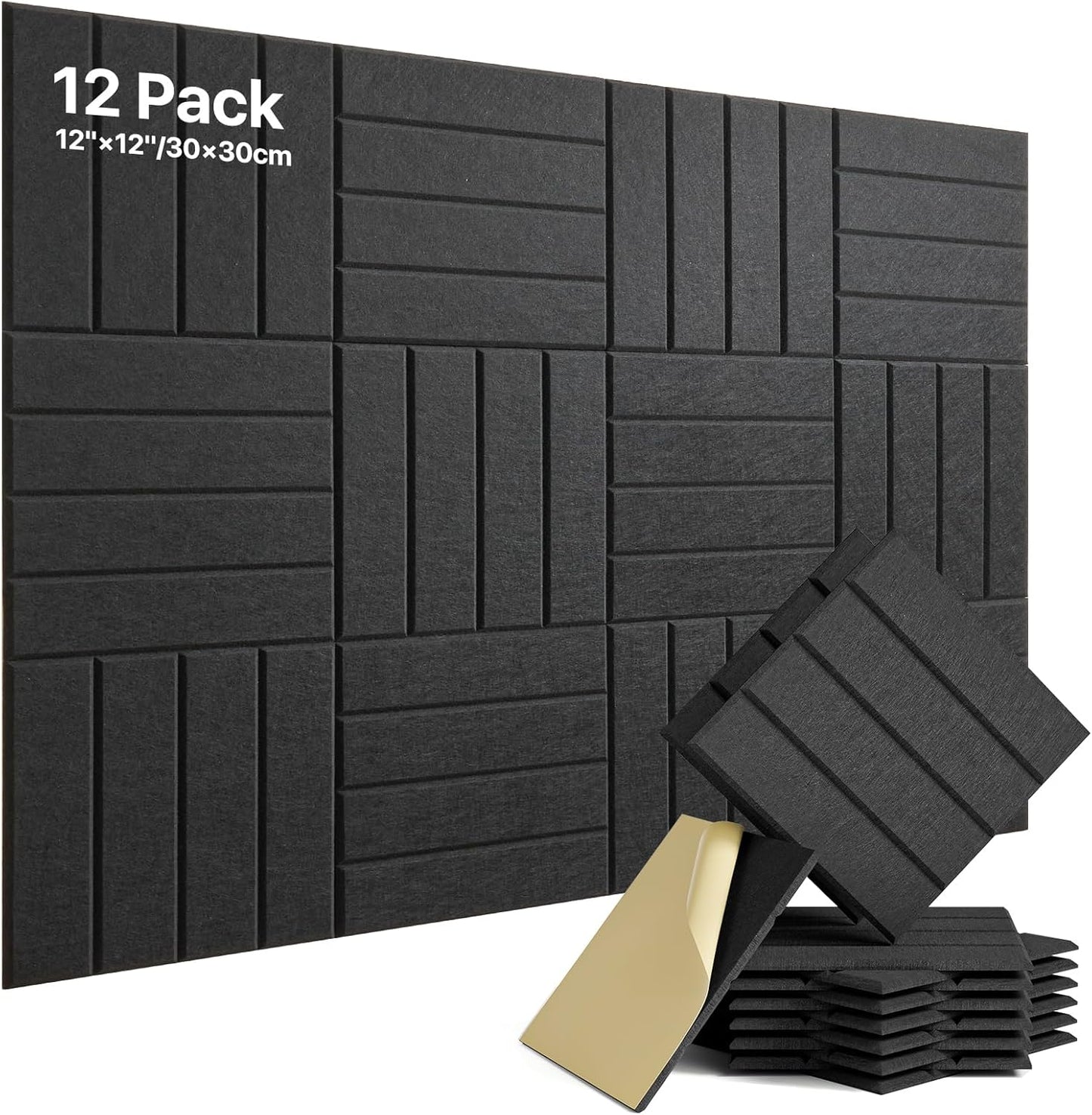 12 Pack Self-Adhesive Sound Proof Foam Panels for Walls