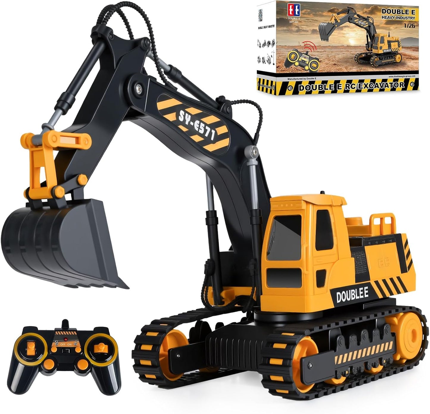 DOUBLE E Remote Control Excavator Toy for Kids - Fun & Durable