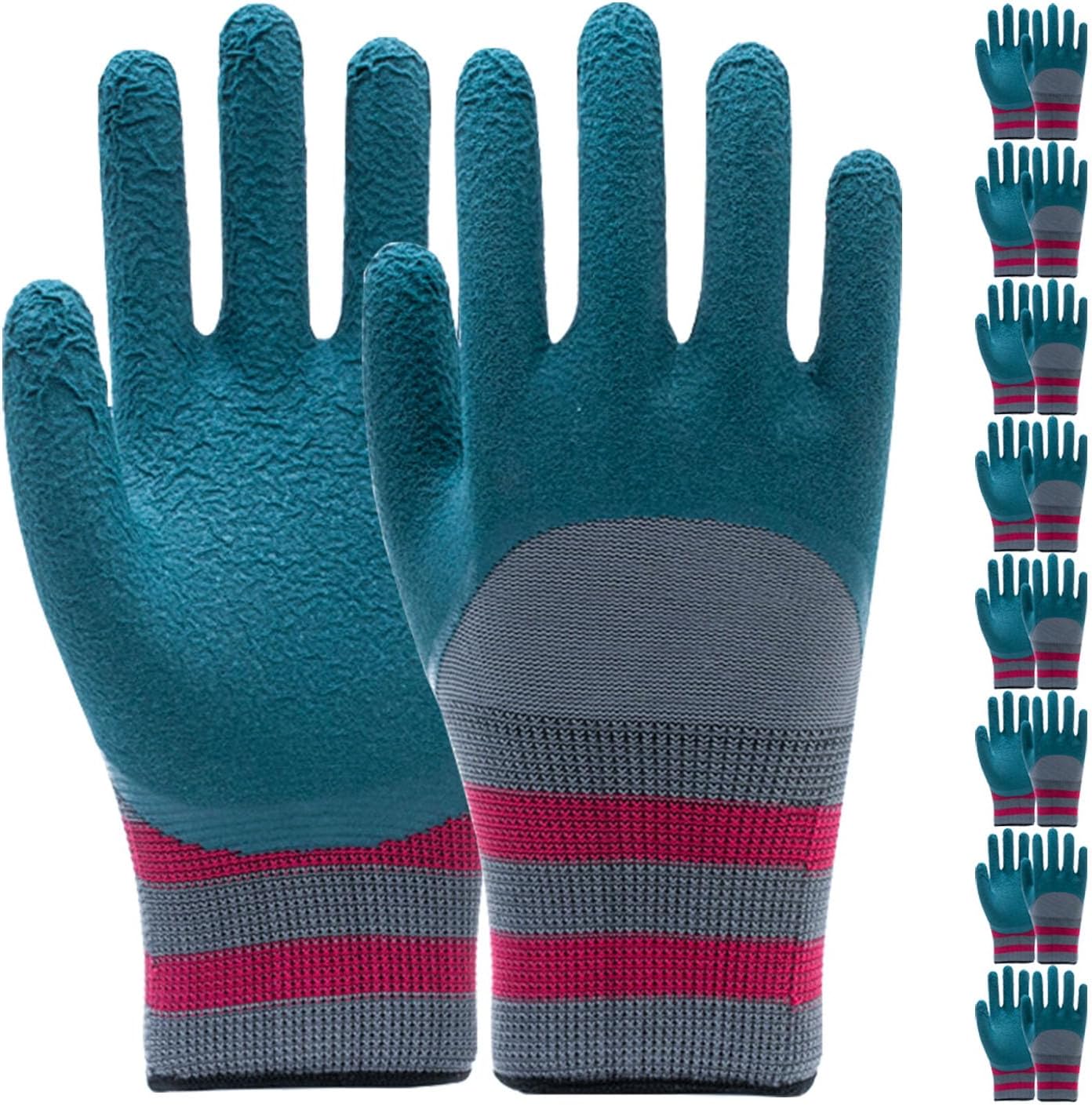 8 Pairs Nylon Non-Slip Work Gloves, Ideal for General Duty, Large