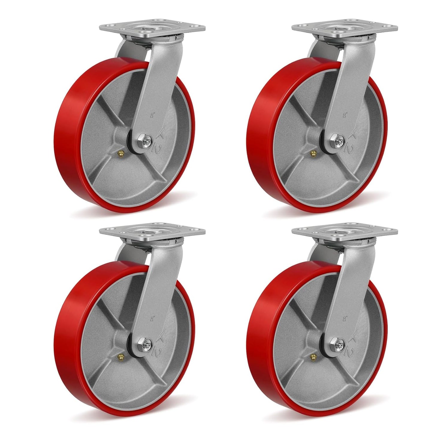 8 in Heavy Duty Industrial Casters with Polyurethane Wheels