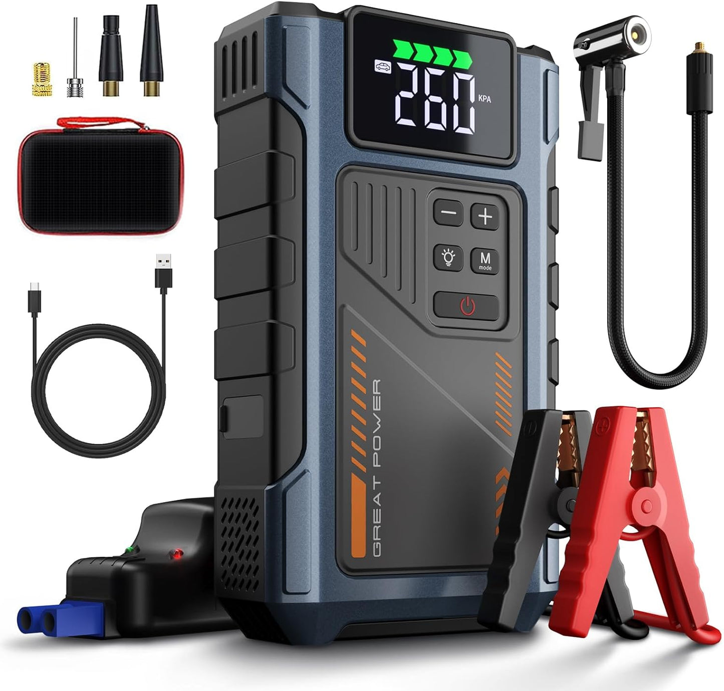 Geeneu 2500A Jump Starter Combo: Jumpstart & Inflate Easily