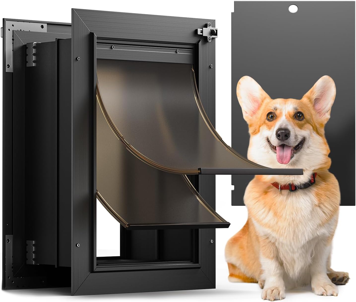 All Aluminum Medium Doggy Door with Magnetic Flaps for Pets