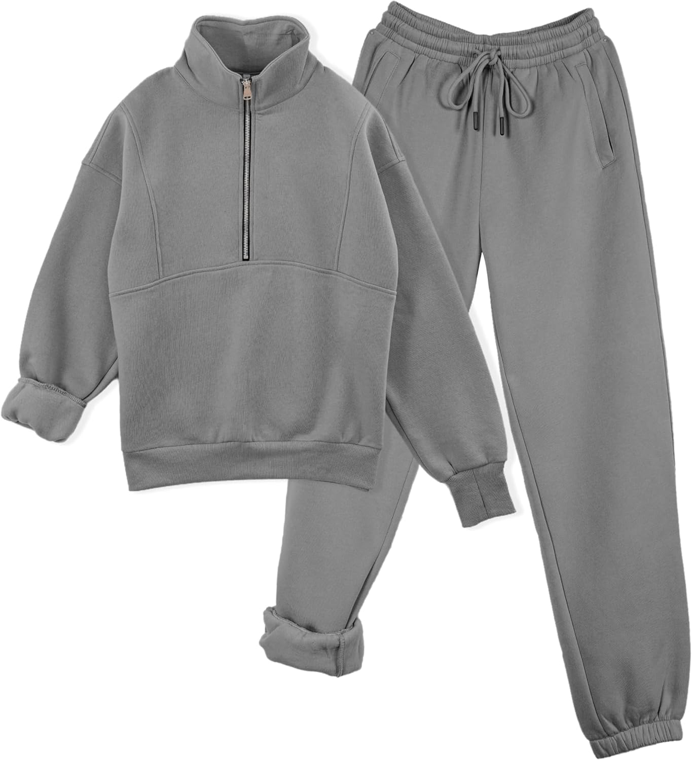 Womens Fleece Lined Jogging Sweatpants and Half Zip Sweatshirts