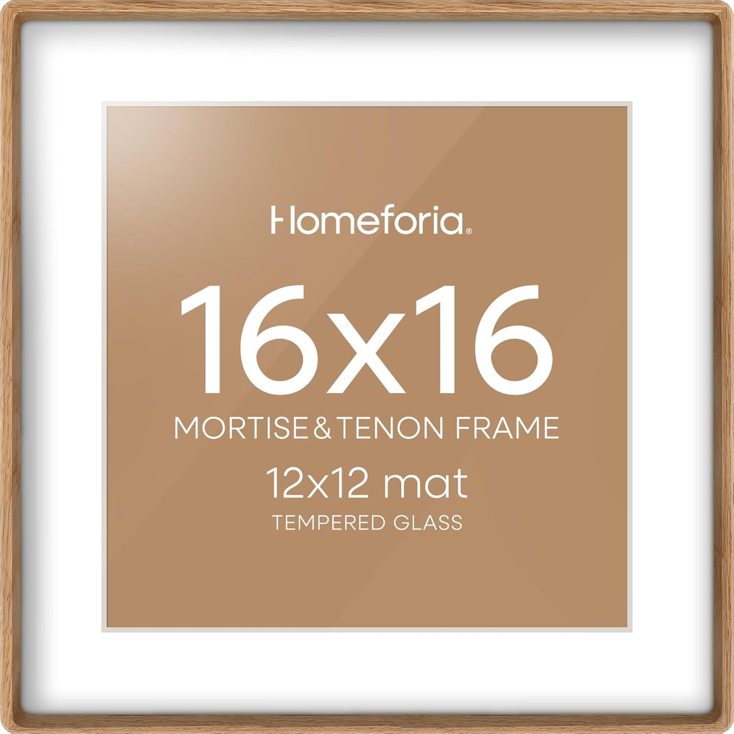 Natural Wood Frame 16x16 with Mat for 12x12 Photos - Homeforia