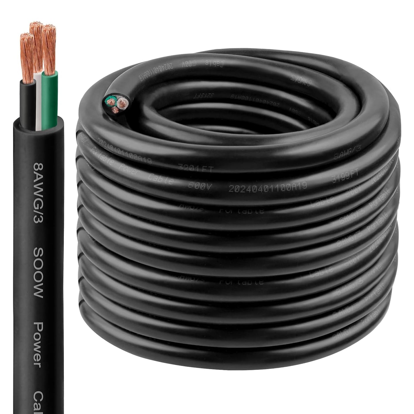 8/3 SOOW Wire 75FT - Heavy-Duty 8 AWG Portable Power Cable