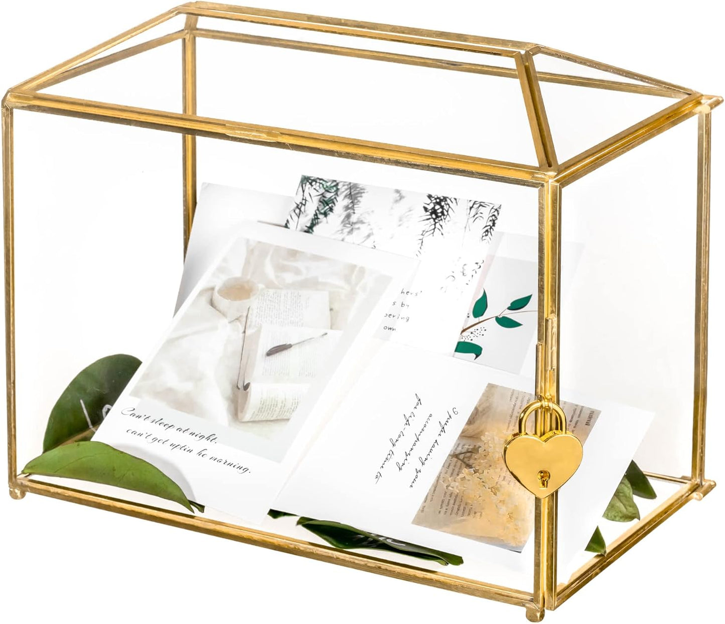 NCYP Small Glass Cards Box for Weddings and Parties - Gold