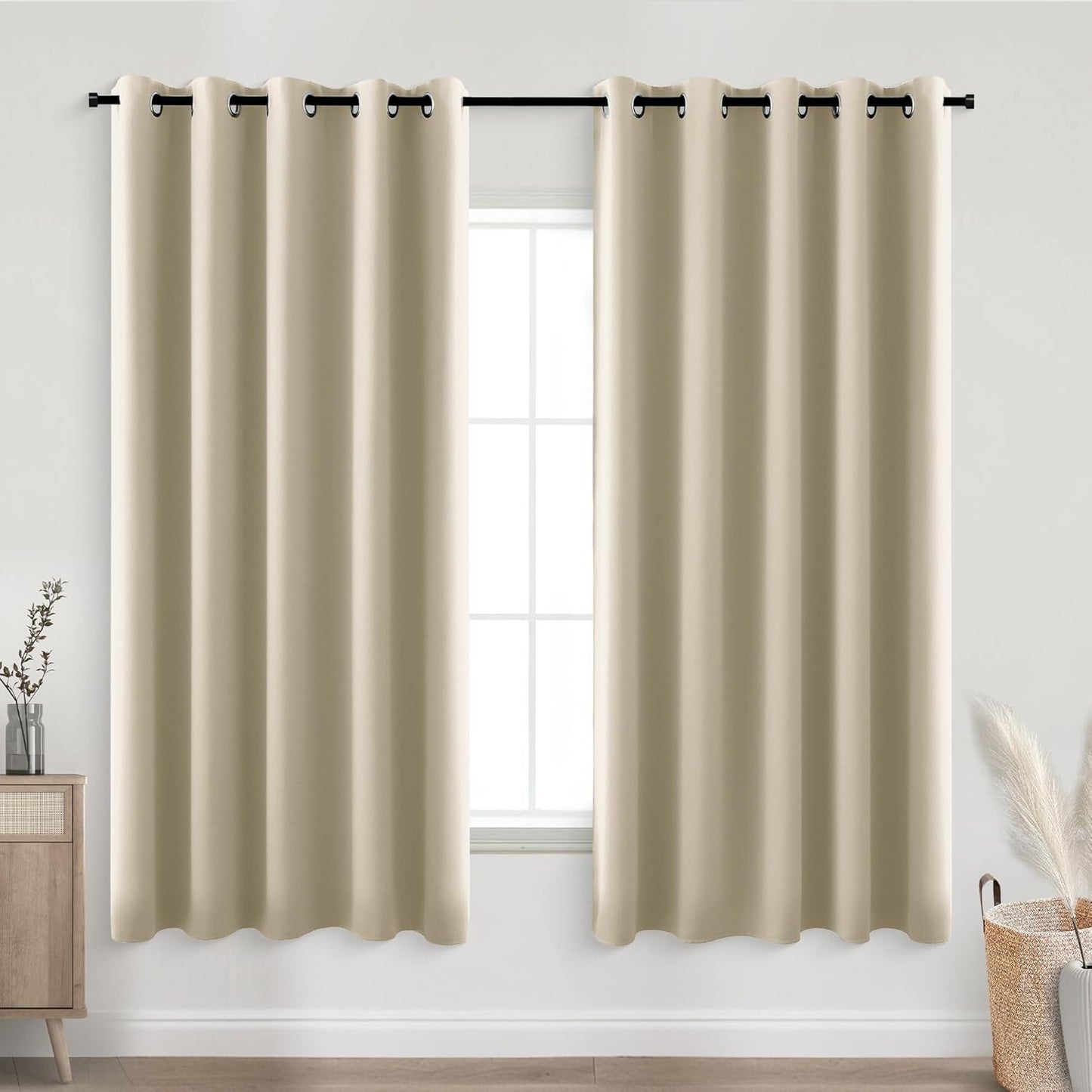 KOUFALL Biscotti Beige Grommet Insulated Thermal Blackout Curtains