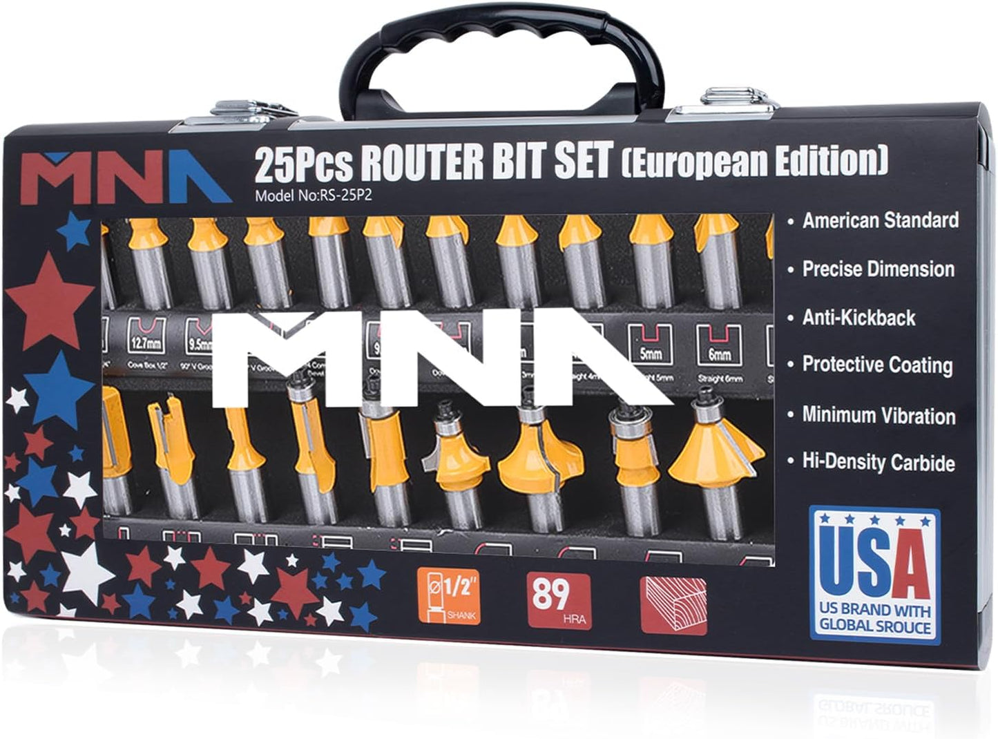 MNA Router Bit Set 25 Pieces for Professional Woodworking Needs