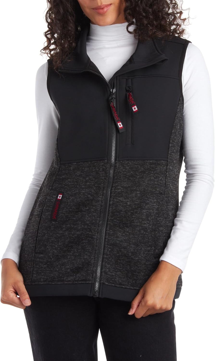 CANADA WEATHER GEAR Women's Lightweight Sweater Fleece Vest - Black