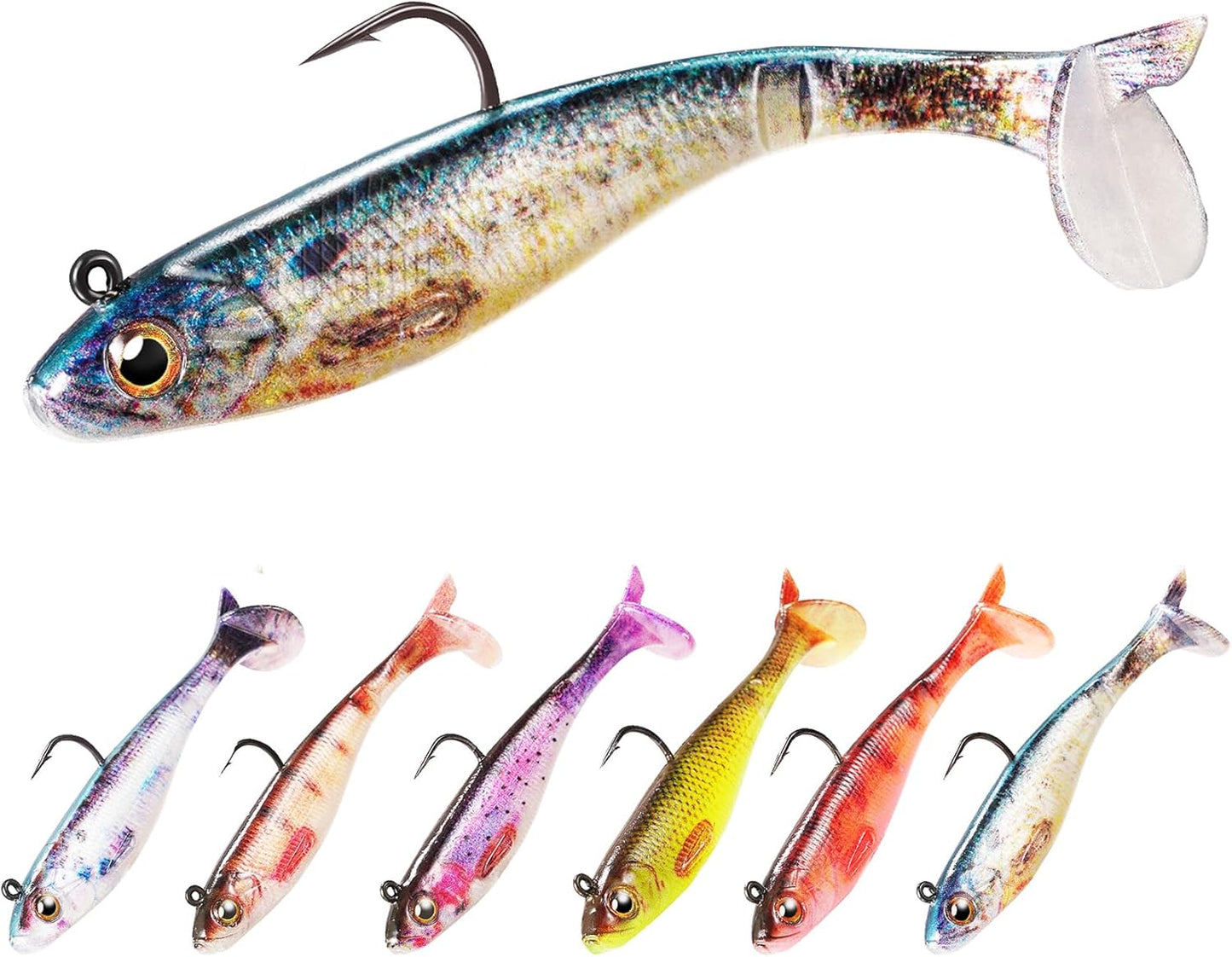 Pre-Rigged Paddle Tail Swimbaits for Bass Fishing - FONMANG
