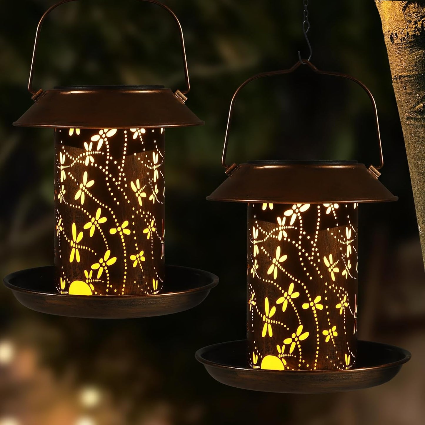 Bird Feeders for Outdoors with Dragonfly Solar Lanterns