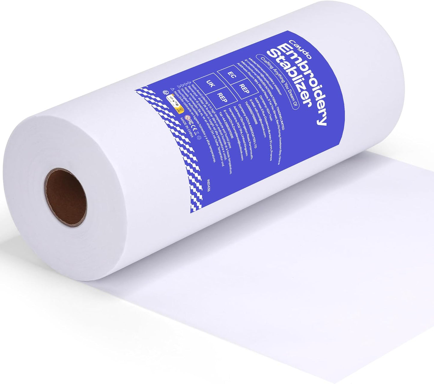 Caydo Tear Away Embroidery Stabilizer - 12x50 Yd Roll - Medium Weight Backing