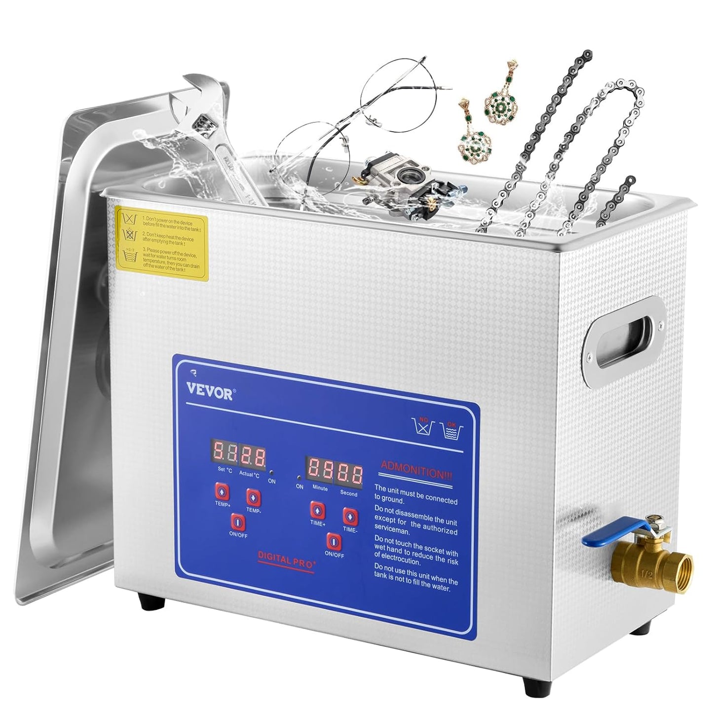 VEVOR Ultrasonic Cleaner for Jewelry, Glasses, and Small Parts