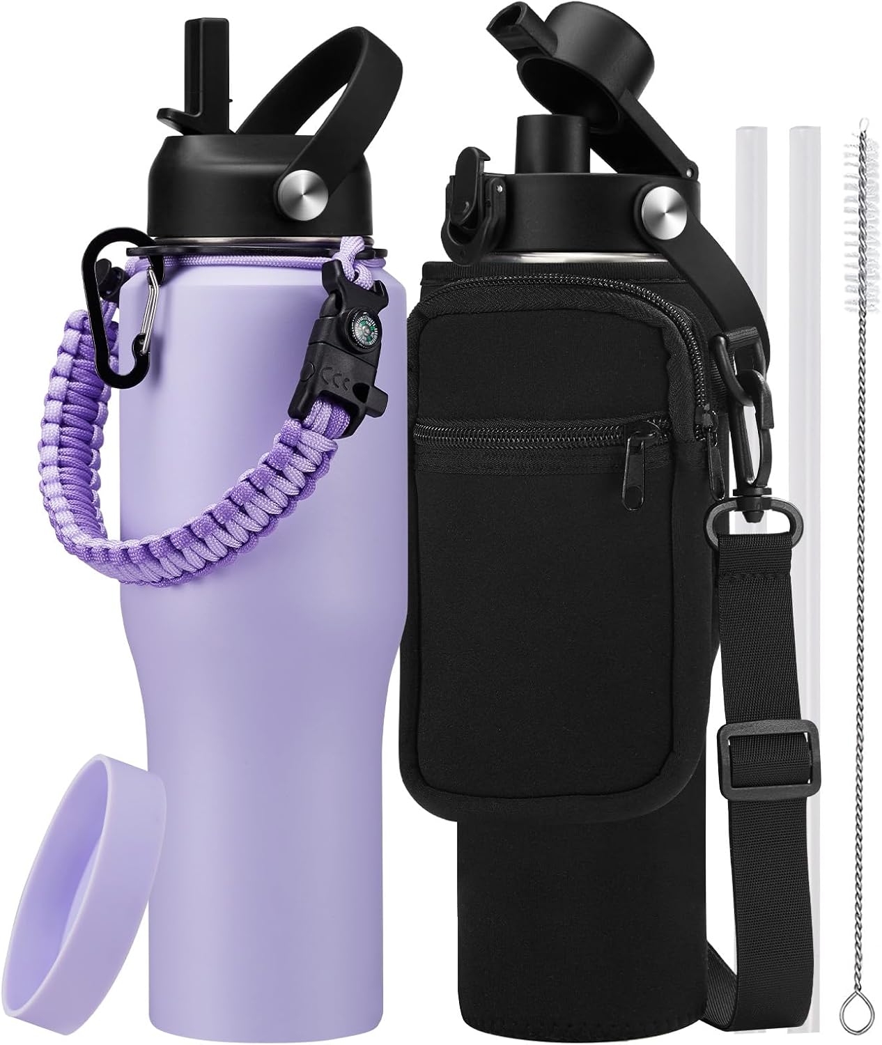 32oz Insulated Water Bottle with Straw - Keep Cold 48h Hot 24h