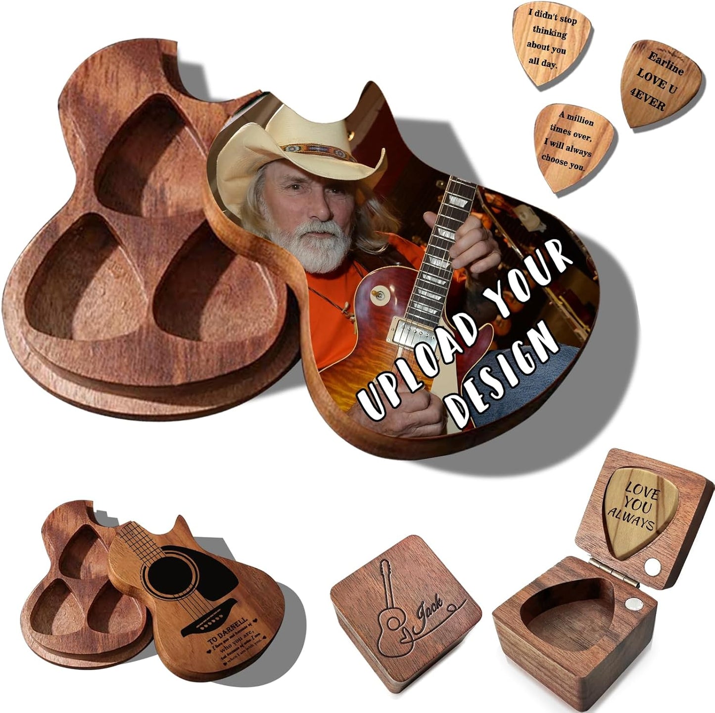 Custom Guitar Picks & Holder Set - Personalized Gift!