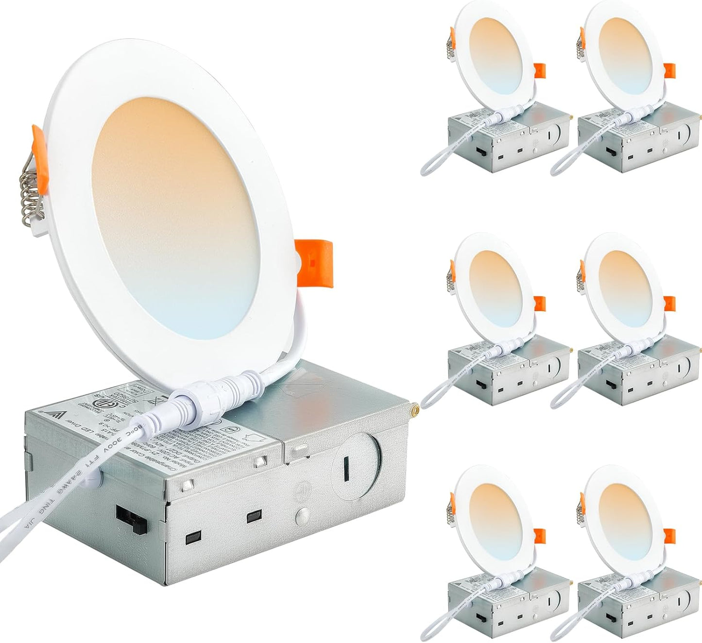 DLLT LED Recessed Lighting 4 Inch: 6 Pack Slim Canless Lights
