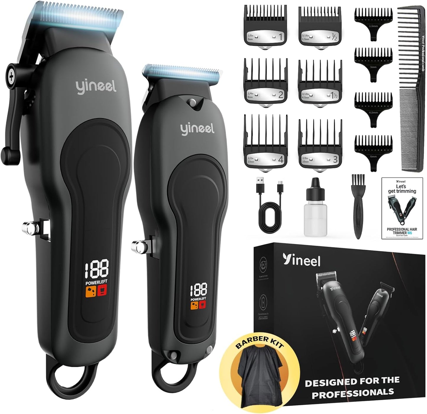 Yineel Hair Clippers for Men - Professional Cordless Trimmer Set