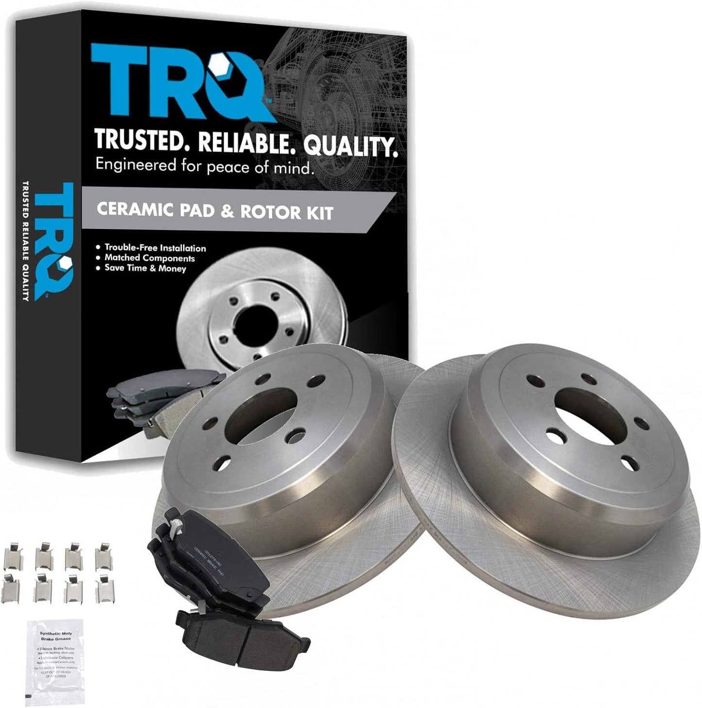 TRQ Rear Ceramic Disc Brake Pads & Rotors Kit for Dodge Nitro