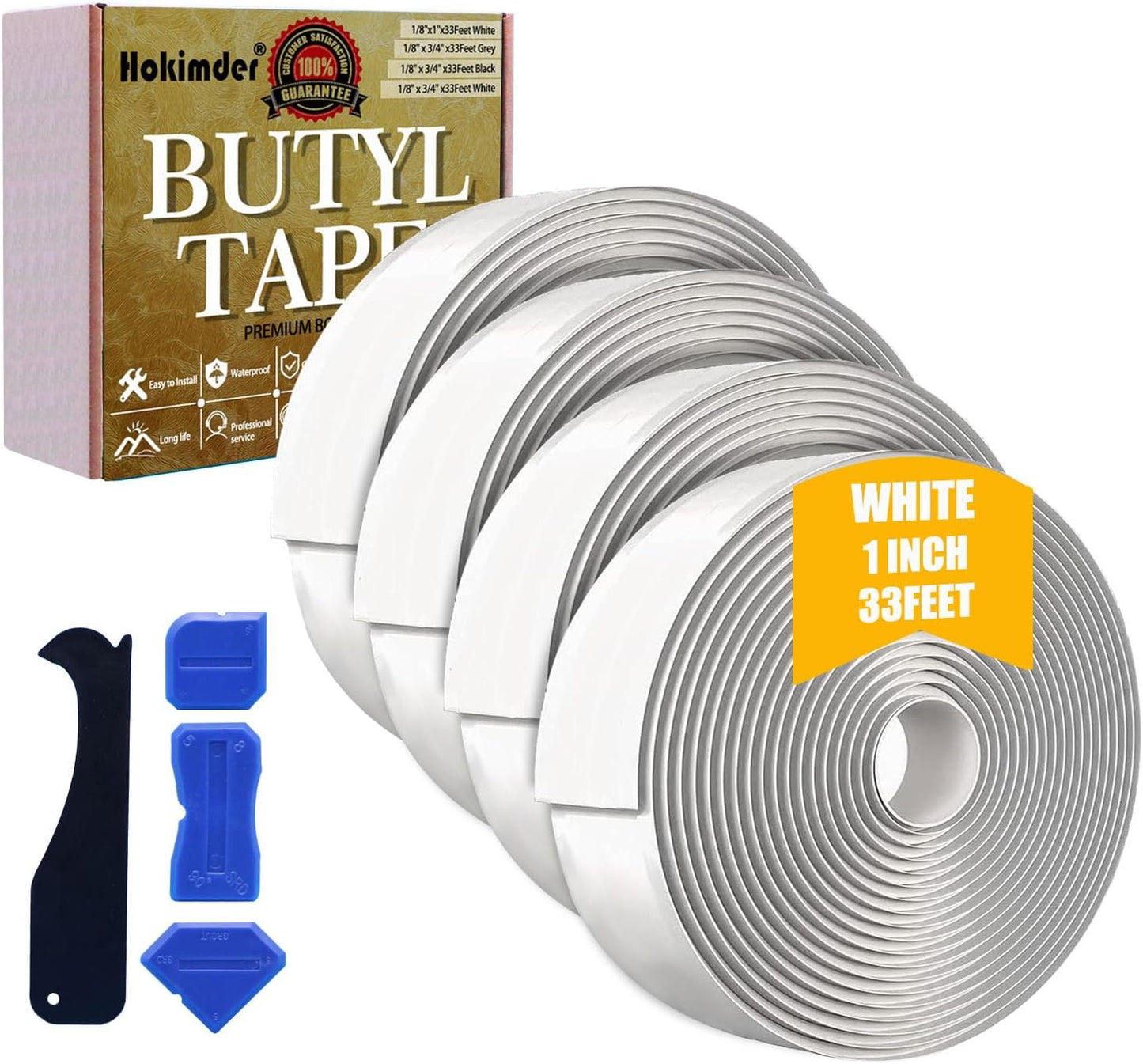 Butyl Tape 4 Pack - 1 Inch x 33 Ft Waterproof Sealant Roll