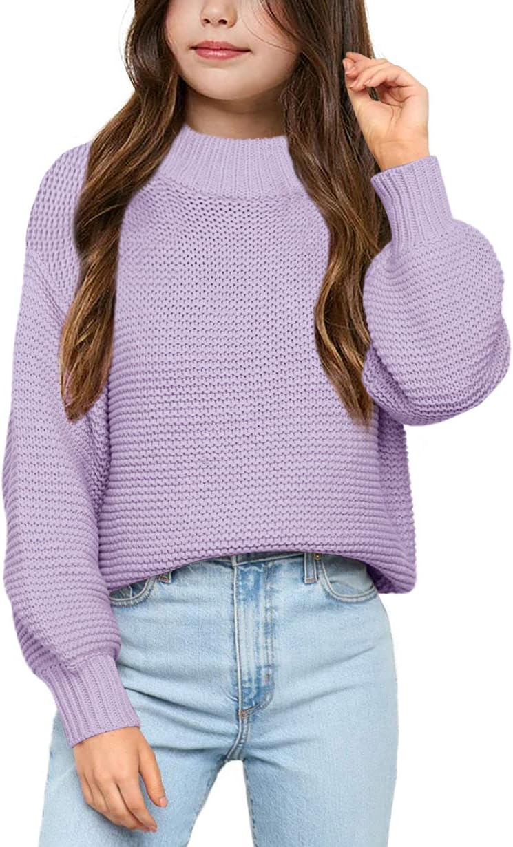 Imily Bela Girls Mock Neck Pullover Sweater for Casual Wear