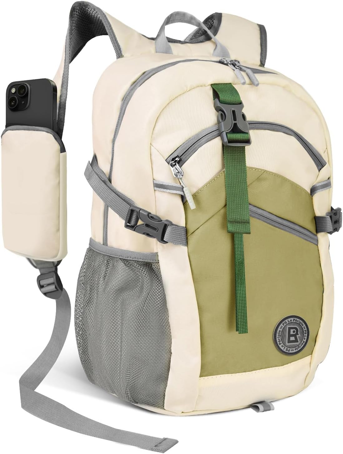 Lightweight 20L Hiking Backpack - Phone Pocket, Beige