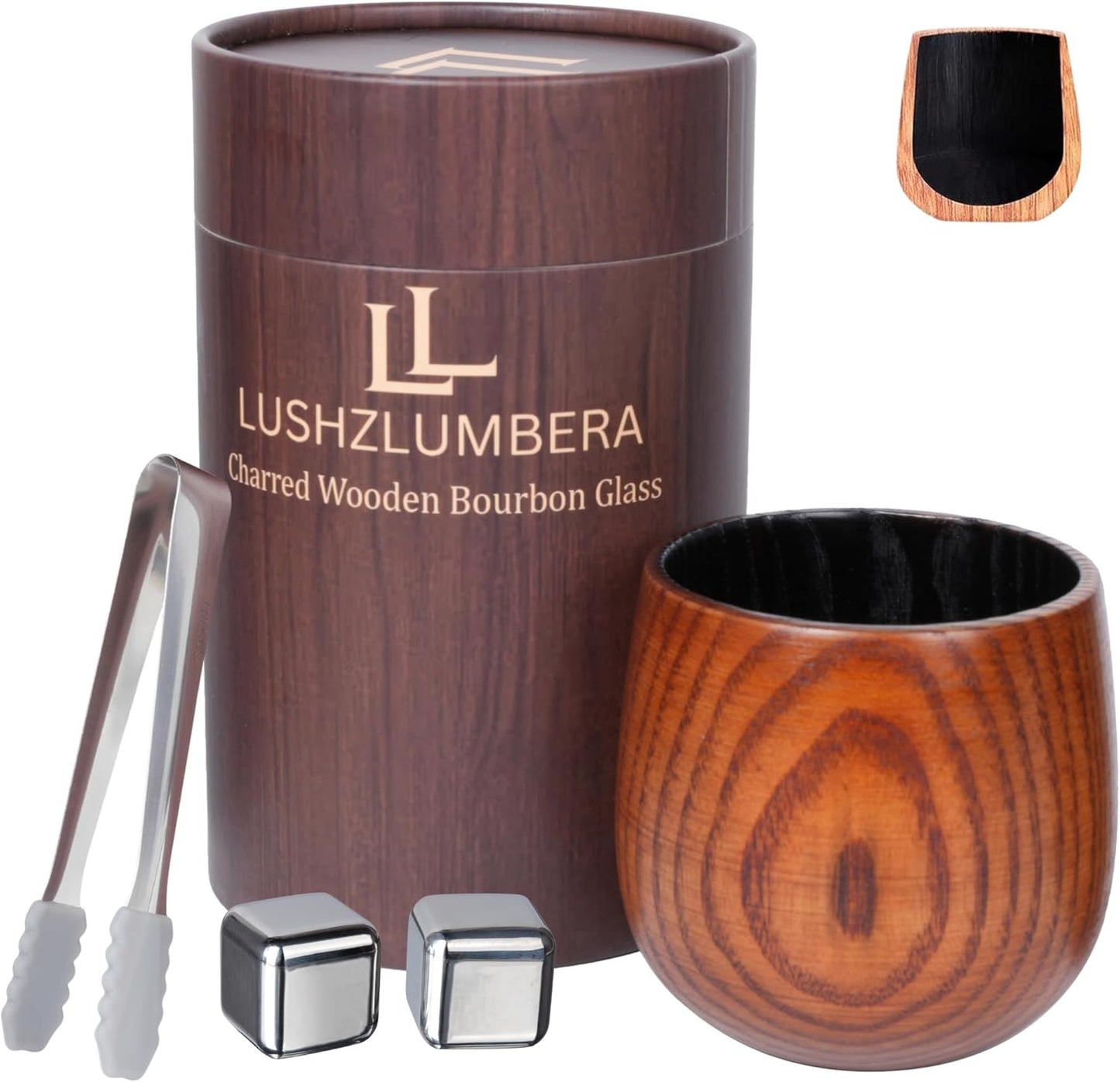 Handcrafted Oak Whiskey Tumbler for Bourbon Lovers Gift Set