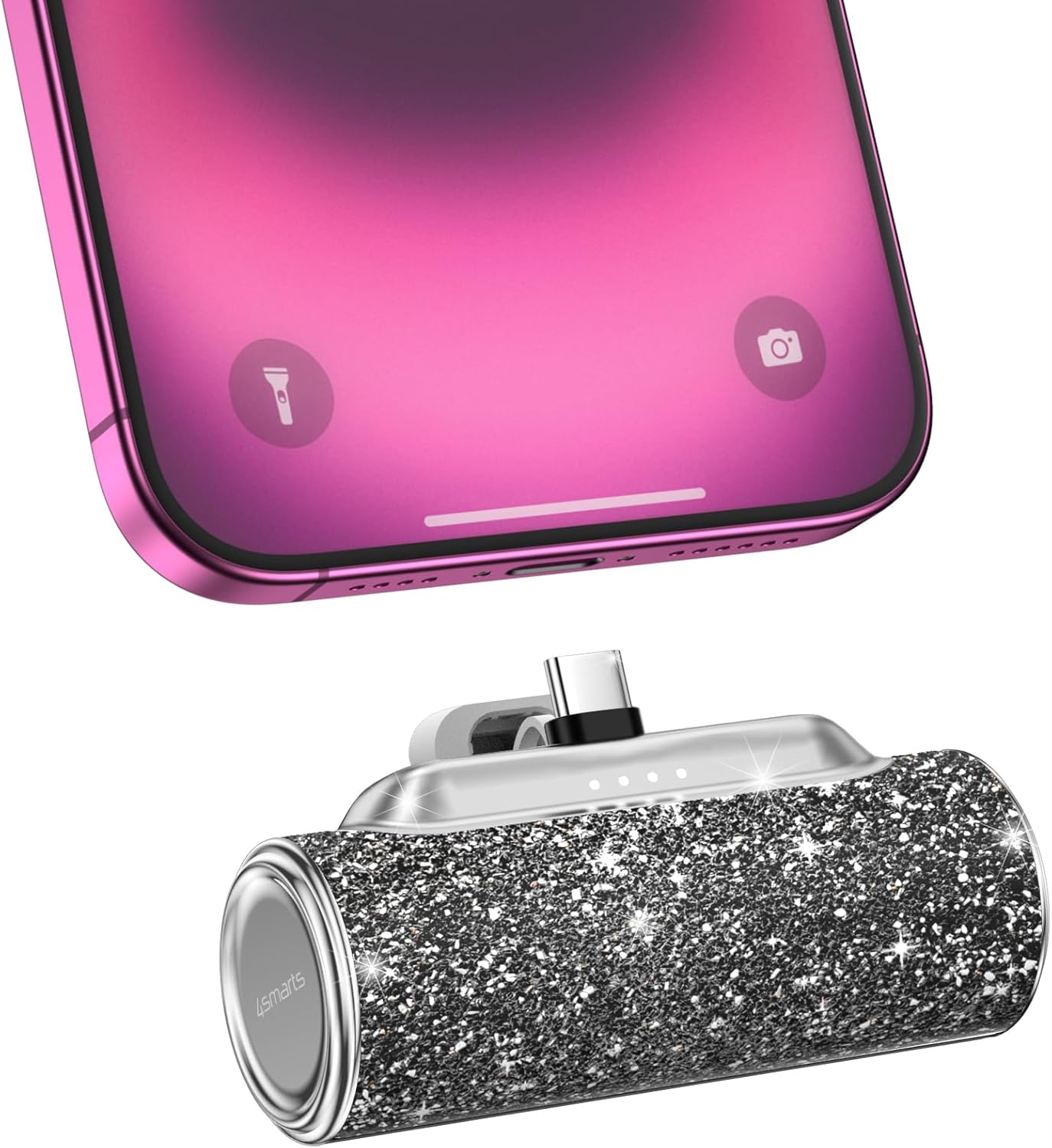 Mini Portable Charger USB C 4500mAh Bling Glitter Power Bank