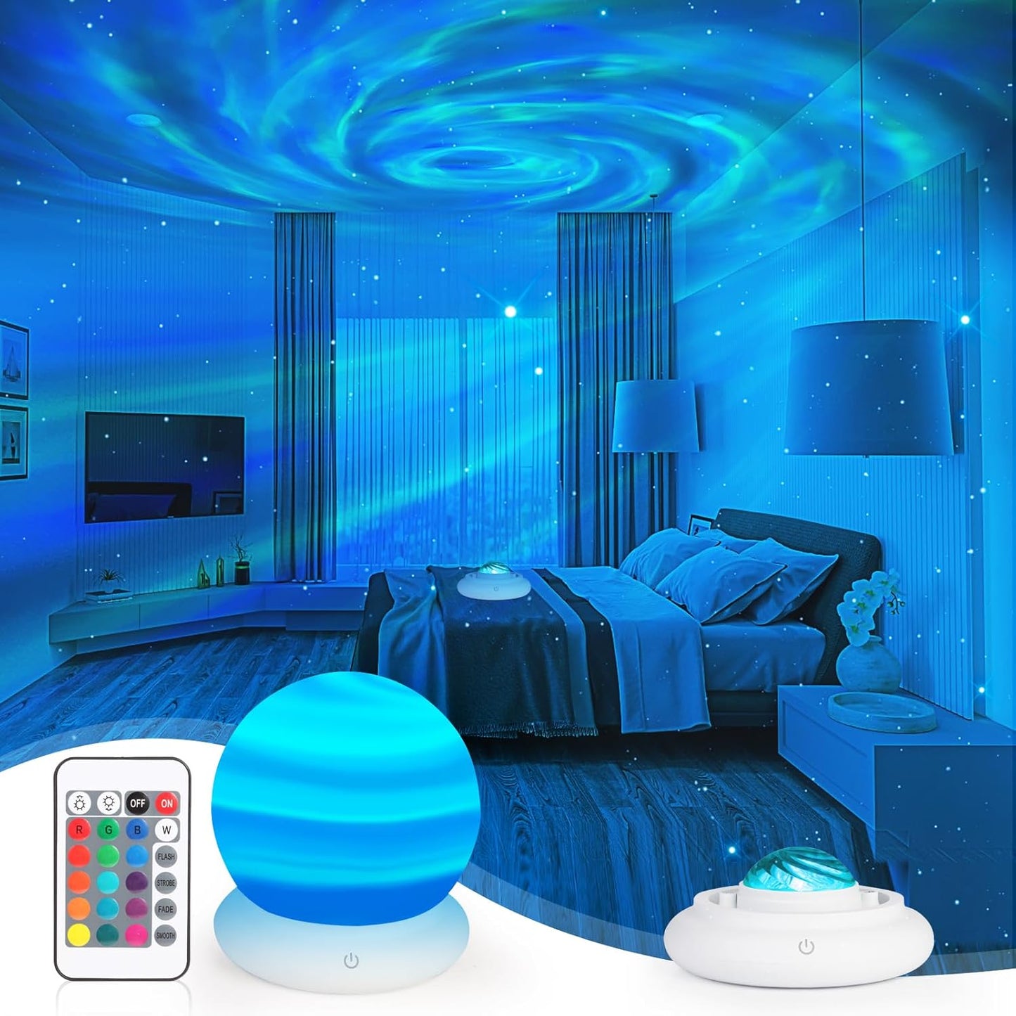 Remote Control Galaxy Star Projector - 15 Colors Night Light
