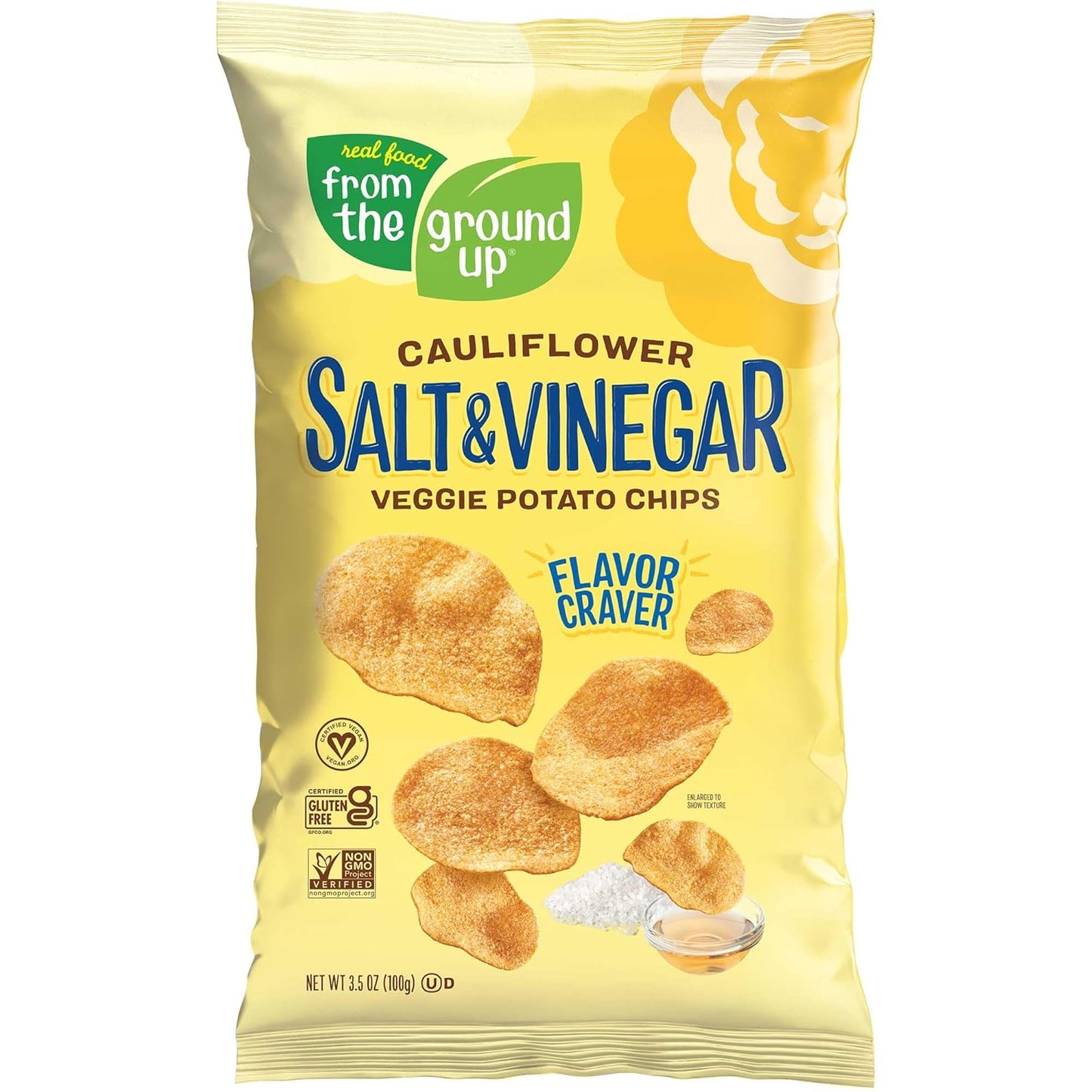 Cauliflower Chips Salt & Vinegar Flavor - 6 Pack Snack Bags
