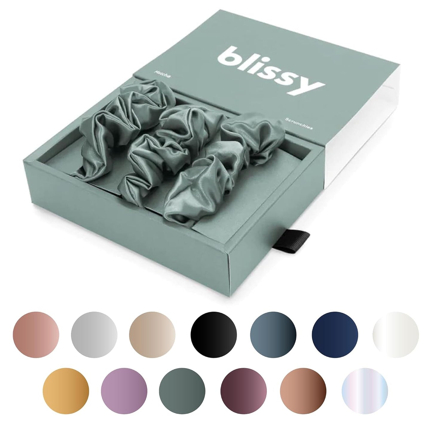 Blissy Silk Scrunchie Matcha Skinny for Elegant Hair Styling