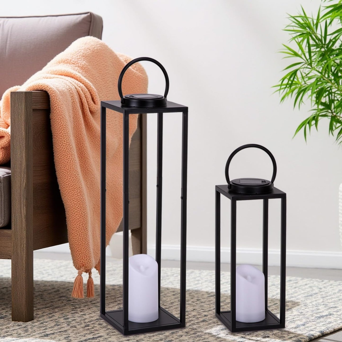 Large Solar Outdoor Lanterns for Front Porch and Patio Decor