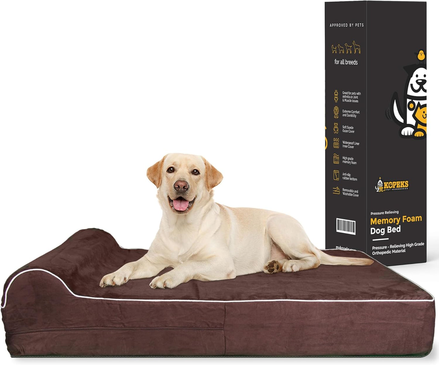 KOPEKS Orthopedic Memory Foam Dog Bed for Large Dogs Comfort