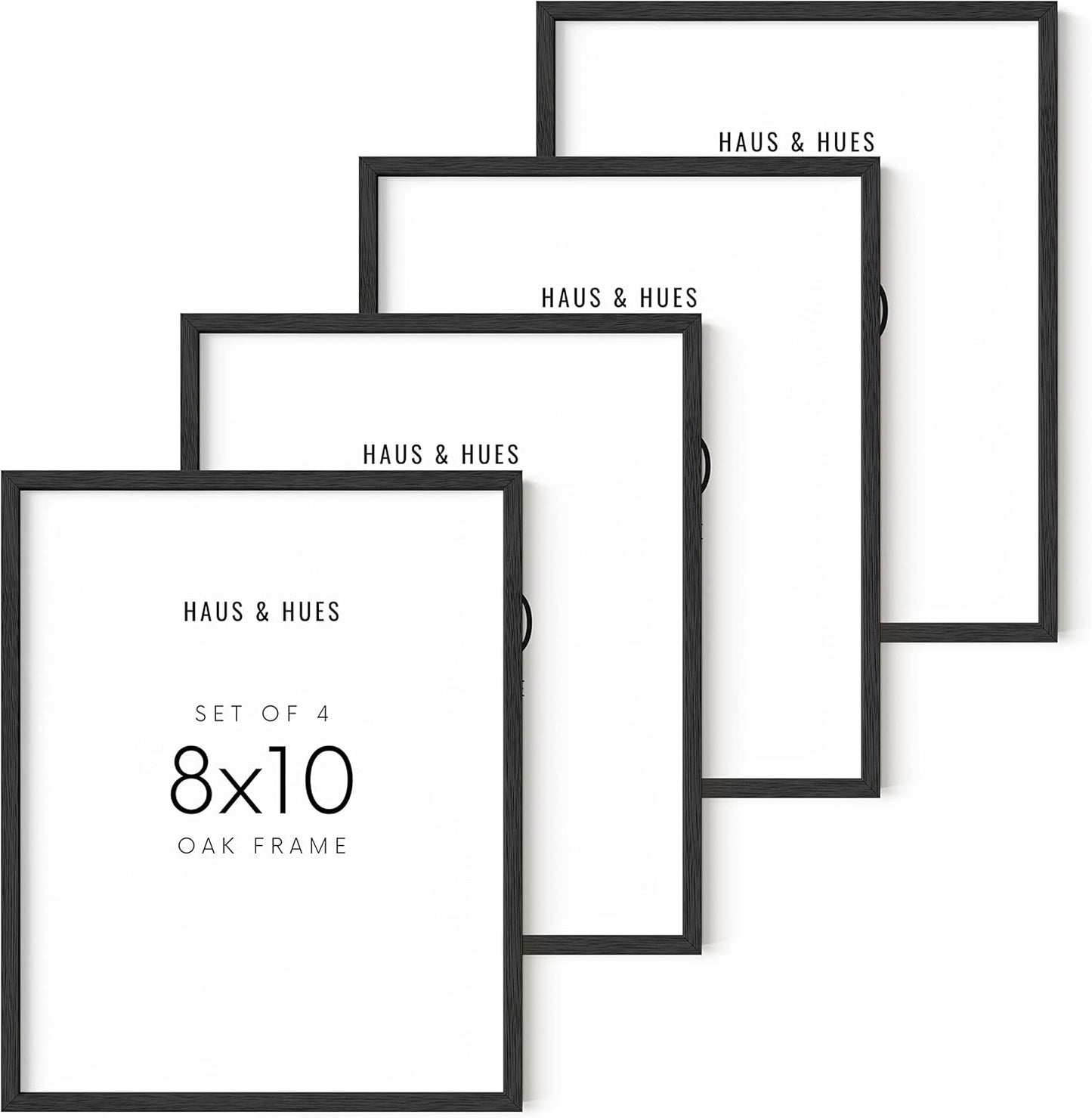 8x10 Picture Frame Set of 4 in Black Oak Wood for Display