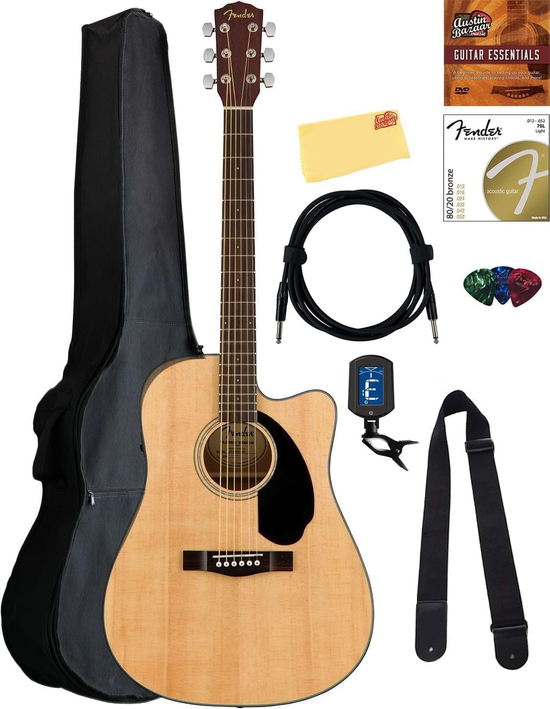 Fender CD-60SCE Acoustic-Electric Guitar Bundle