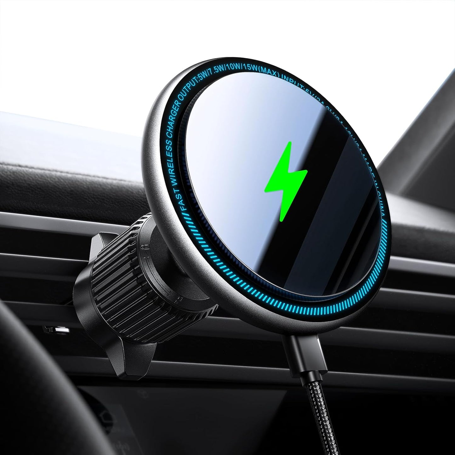 15W Magsafe Car Mount Charger with Vibrant LED Display