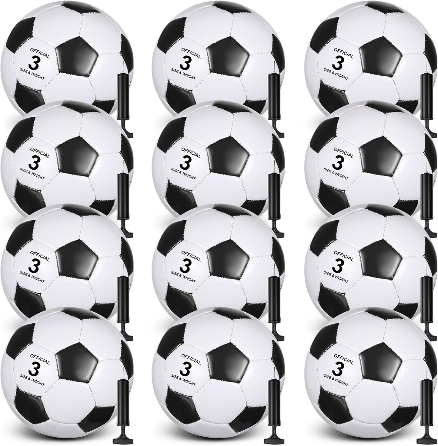 12 Pack Soccer Balls with Pumps for Charity and Training Events