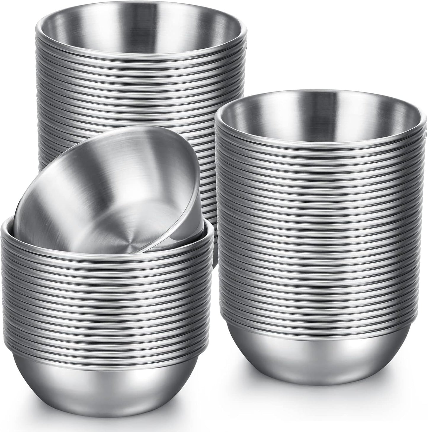 50 Pcs Metal Sauce Bowls for Dipping and Seasoning Needs