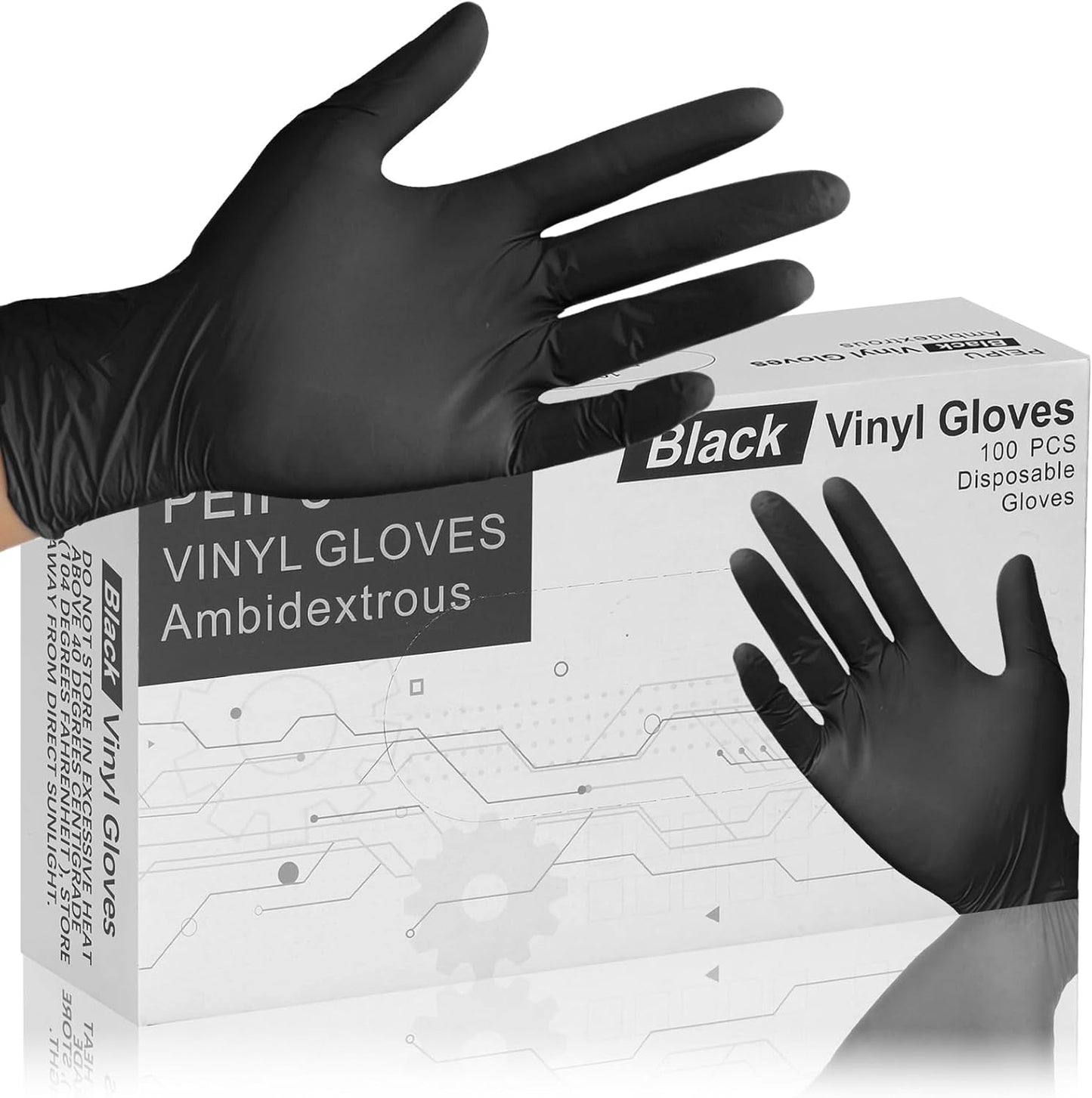PEIPU Disposable Vinyl Gloves, Latex-Free & Powder-Free