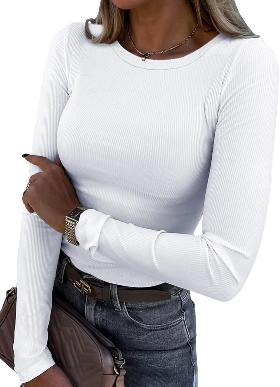 Roselux Stretch Ribbed Long Sleeve Tee - Comfy & Stylish!