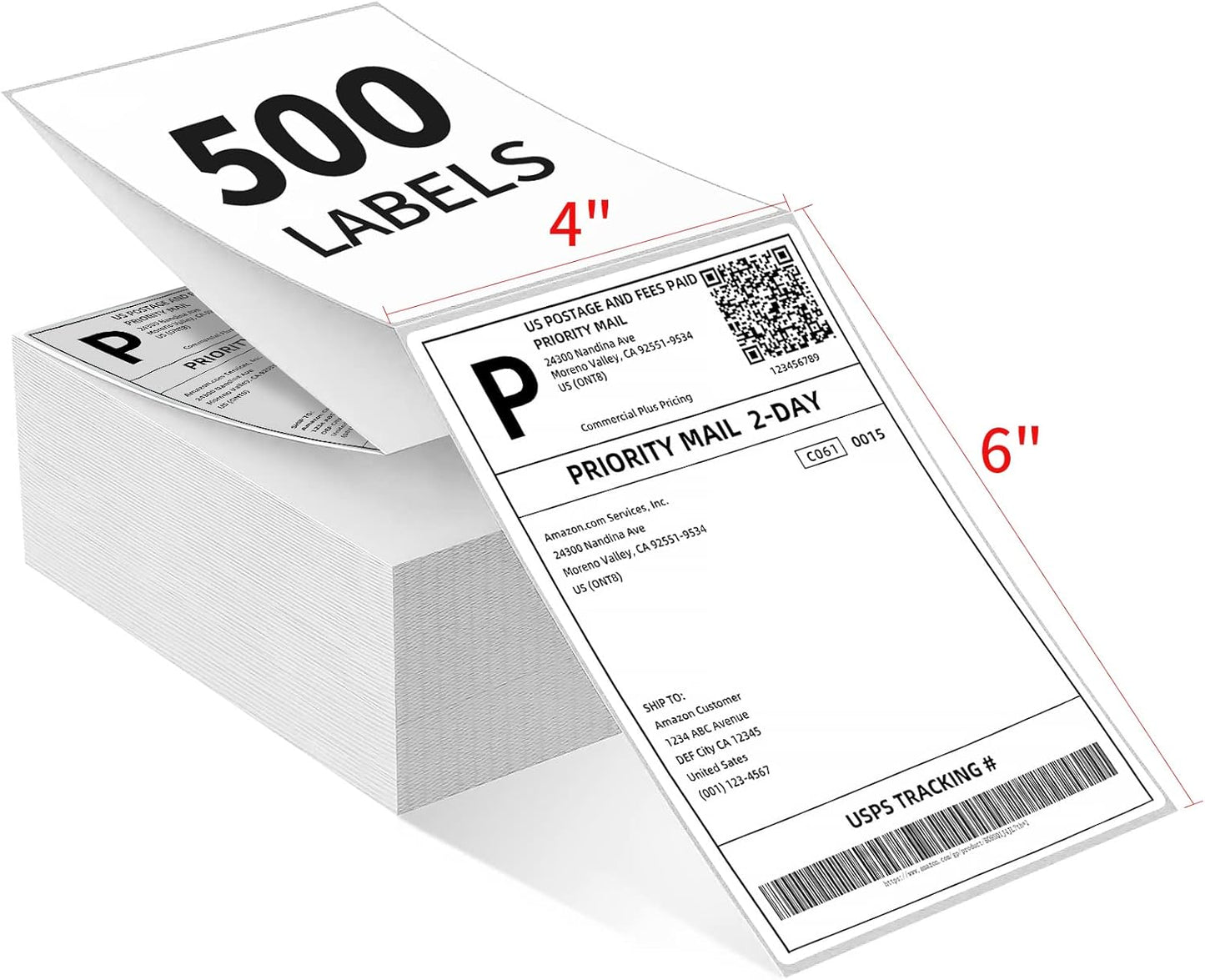 500 Fanfold 4x6 Thermal Labels: Strong Adhesive, Perforated, Compatible with Major Printers