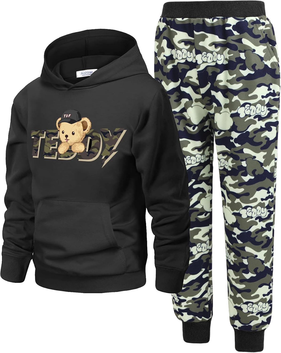 Arshiner 2 Piece Outfit Boys Pullover Hoodies Sweatshirt Set