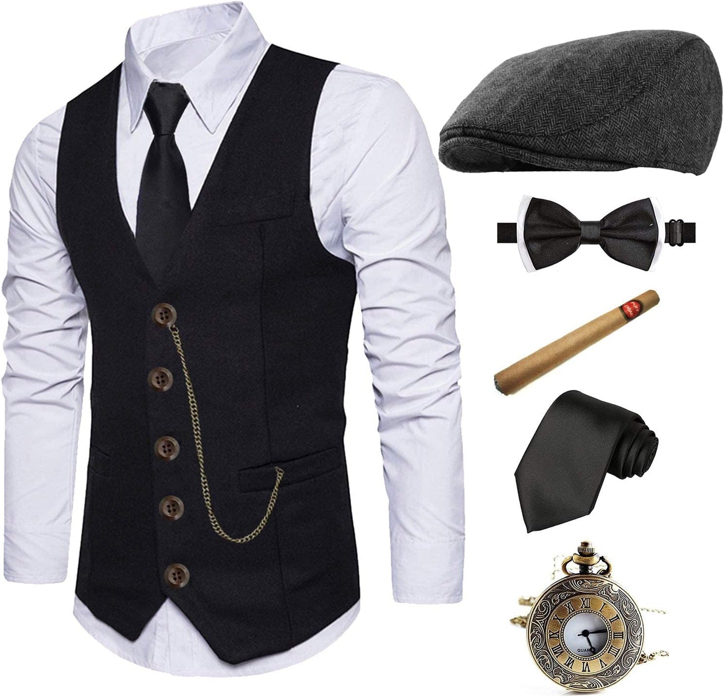 EFORLED Halloween 1920s Mens Costume Set for Gatsby Gangster Look