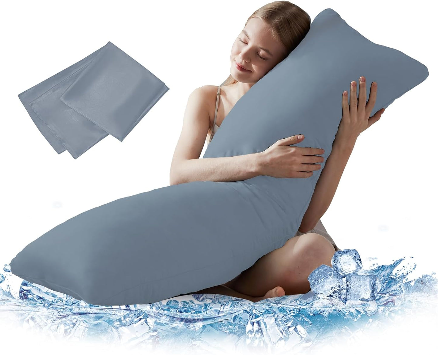 DOWNCOOL Large Body Pillow Insert with Cooling Cover for Comfort