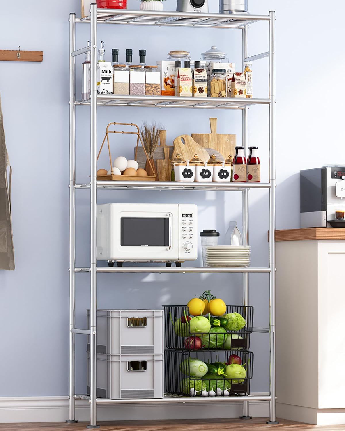 Heavy Duty 5 Tier Storage Shelves for Kitchen and Garage Use