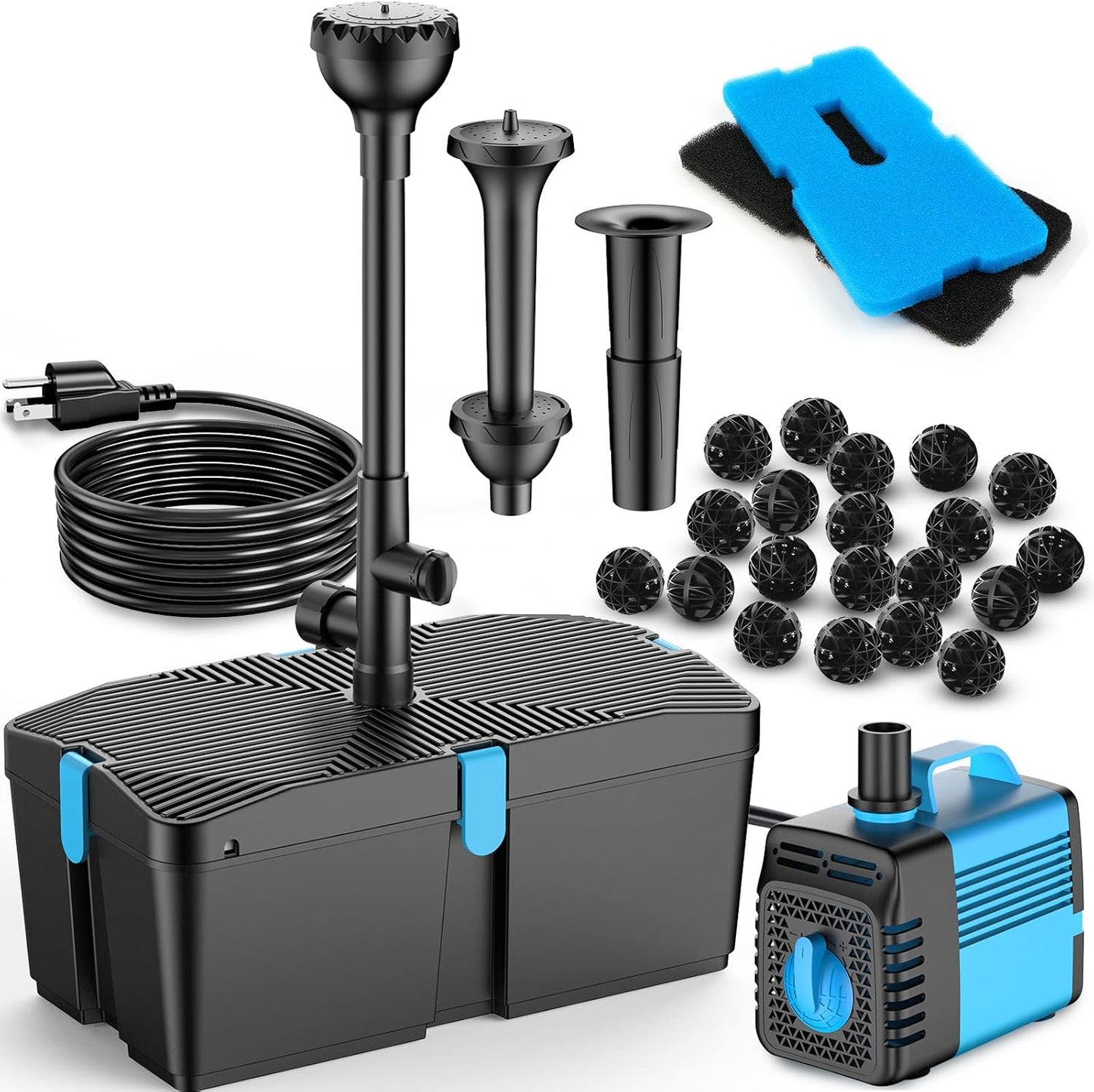 Pond Filter with Fountain Pump Kits for Clean Koi Ponds
