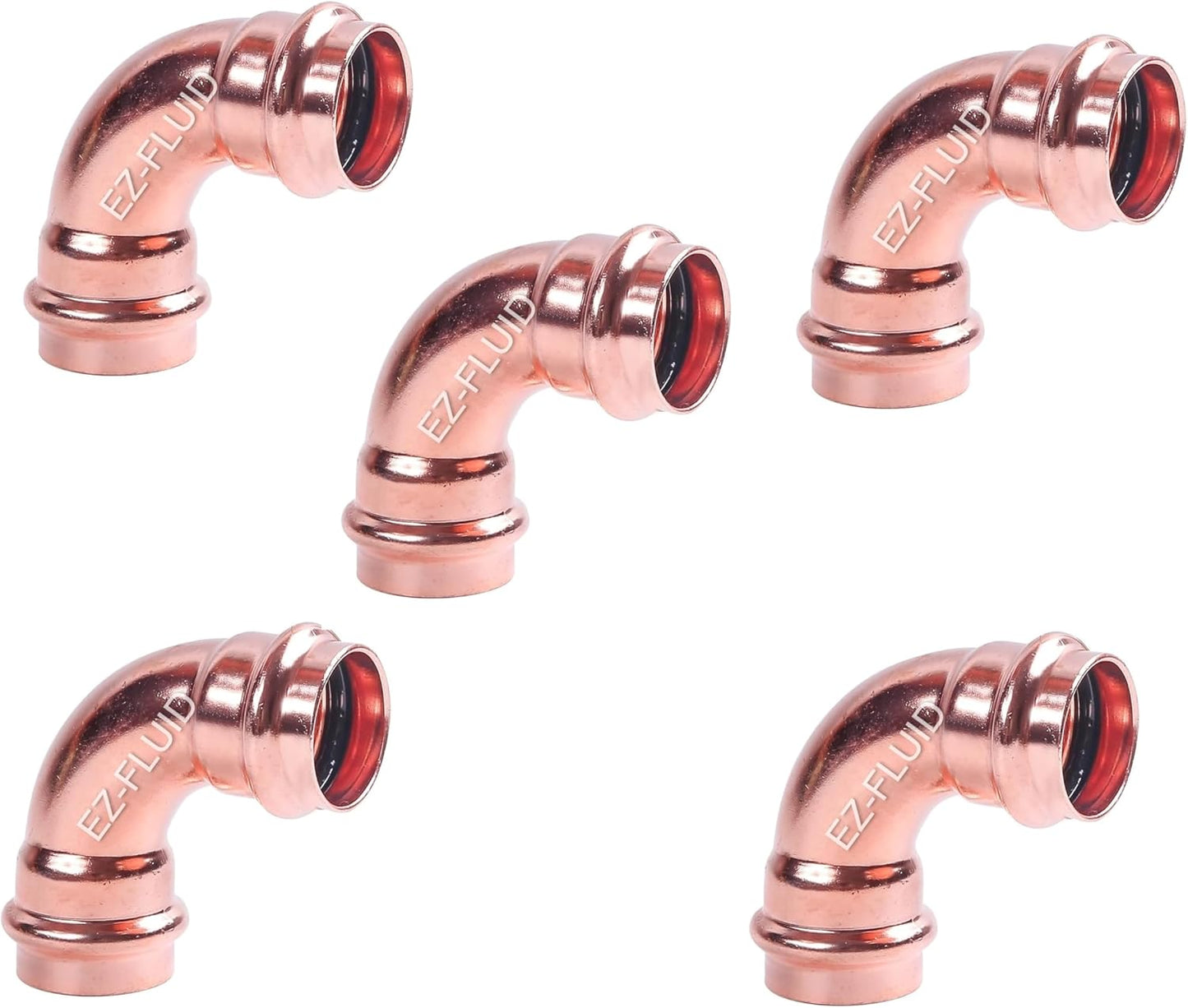 EZ-FLUID Plumbing 1in Press x Press Copper 90 Degree Elbow Fitting