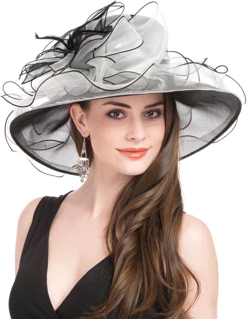 SAFERIN Women's Organza Church Fascinator Wedding Hat for All Seasons