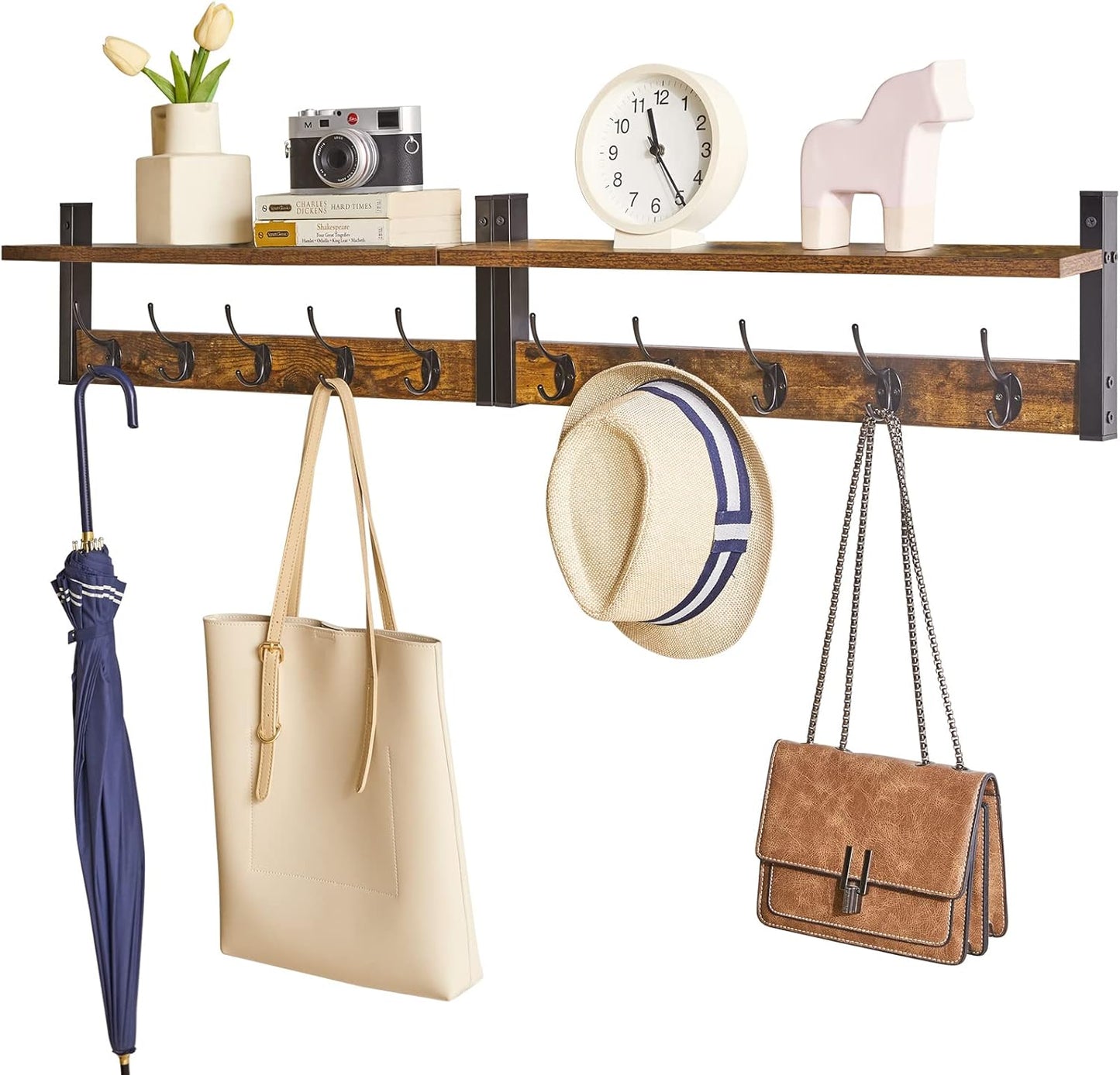 YMYNY Coat Rack Wall Mount with Shelf for Stylish Organization