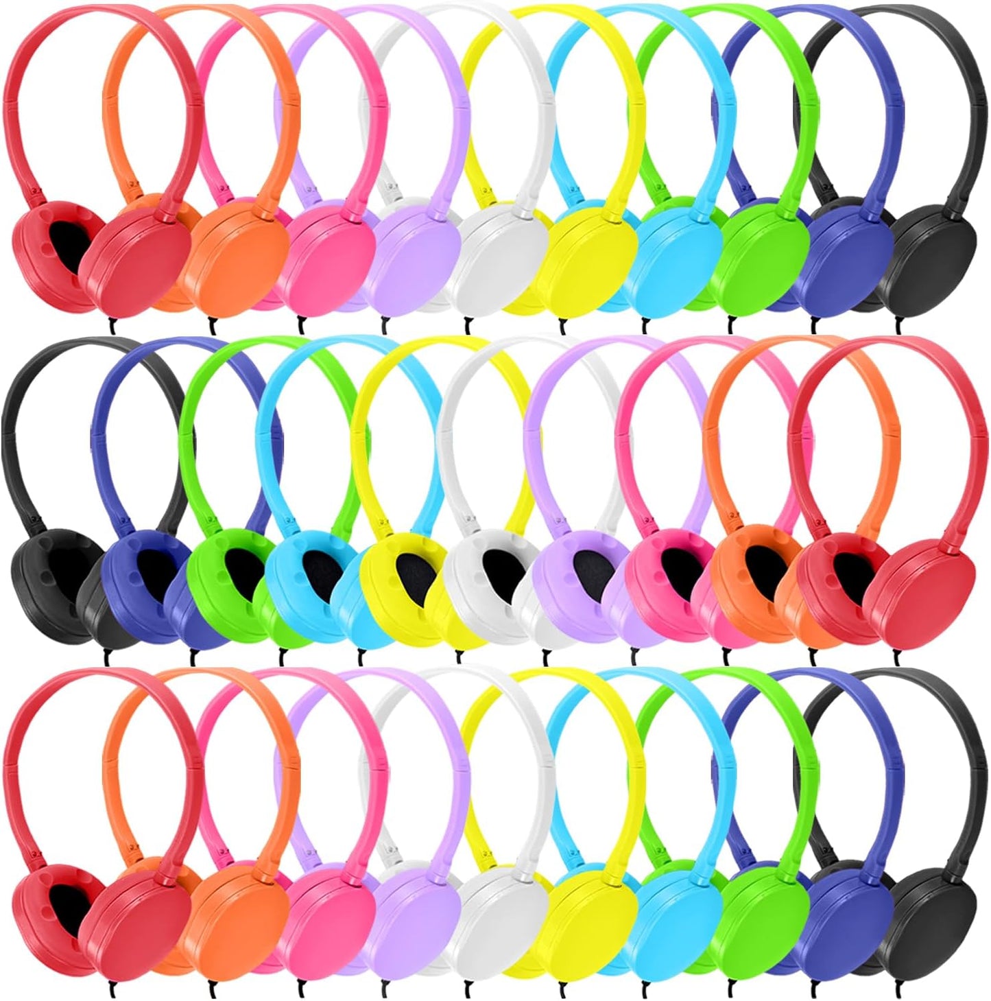 50 Pack Kids Headphones for Classroom Use - Adjustable & Durable