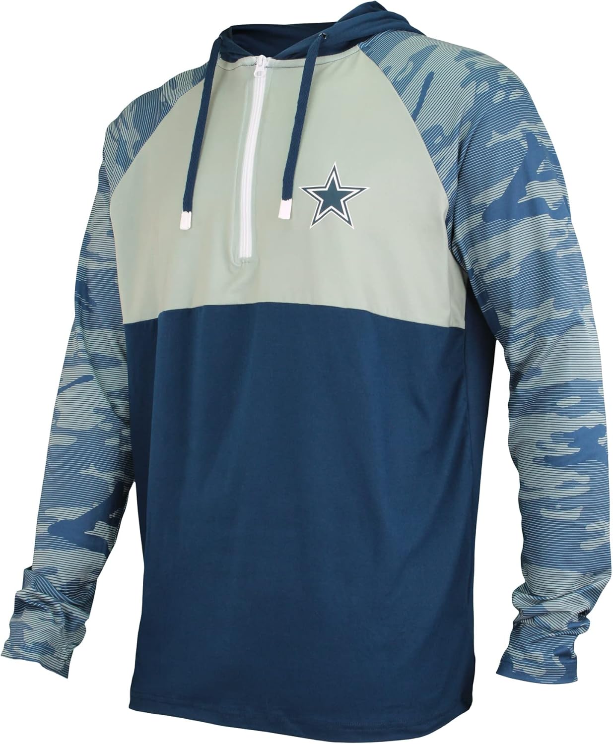 Zubaz NFL Men's Dallas Cowboys Color Block 1/4 Zip Hoodie